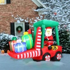 Fraser Hill Farm 6 Ft. Pre-Lit Inflatable Santa In Fork Lift Sale