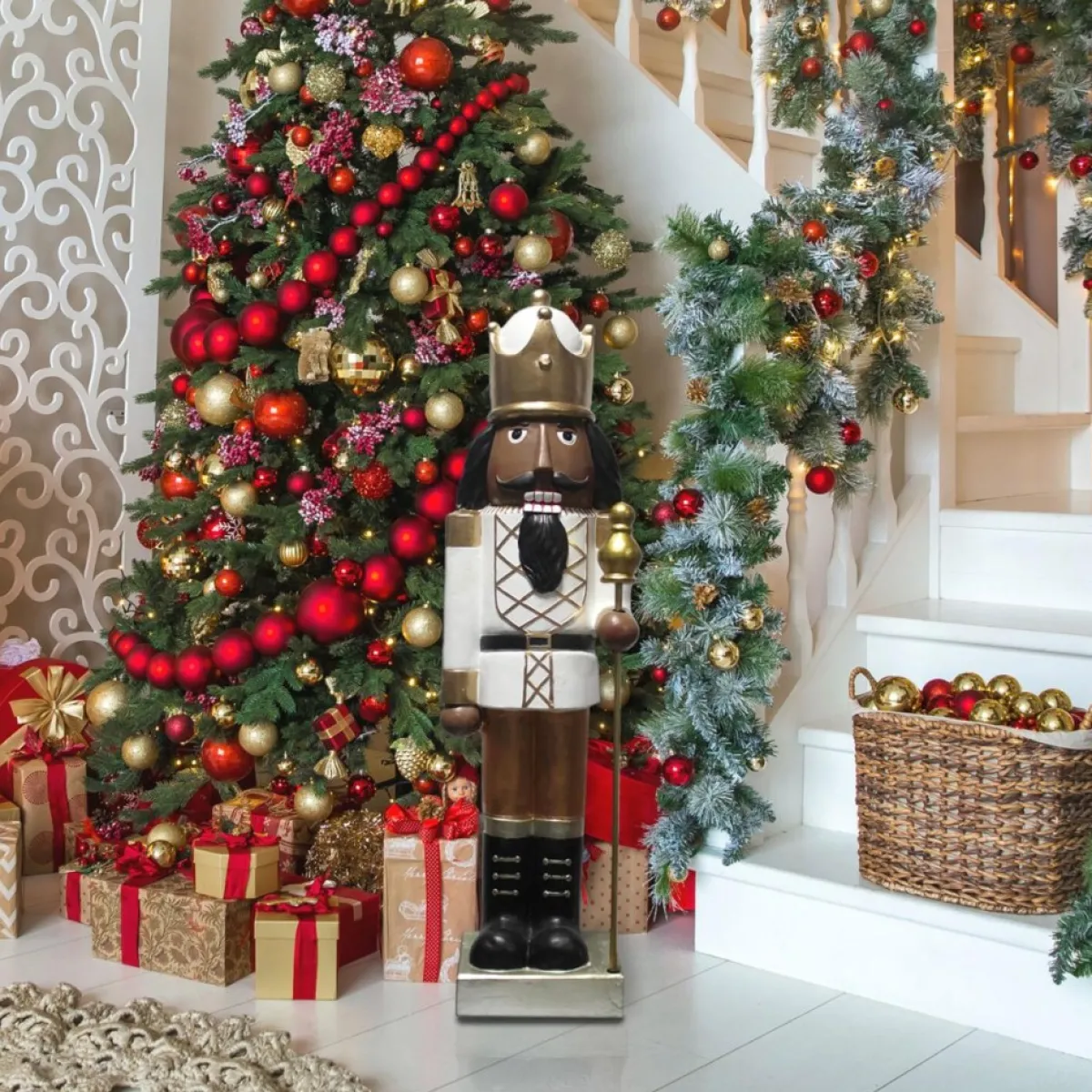 Fraser Hill Farm 48"African American Nutcracker Holding Staff Figurine Online