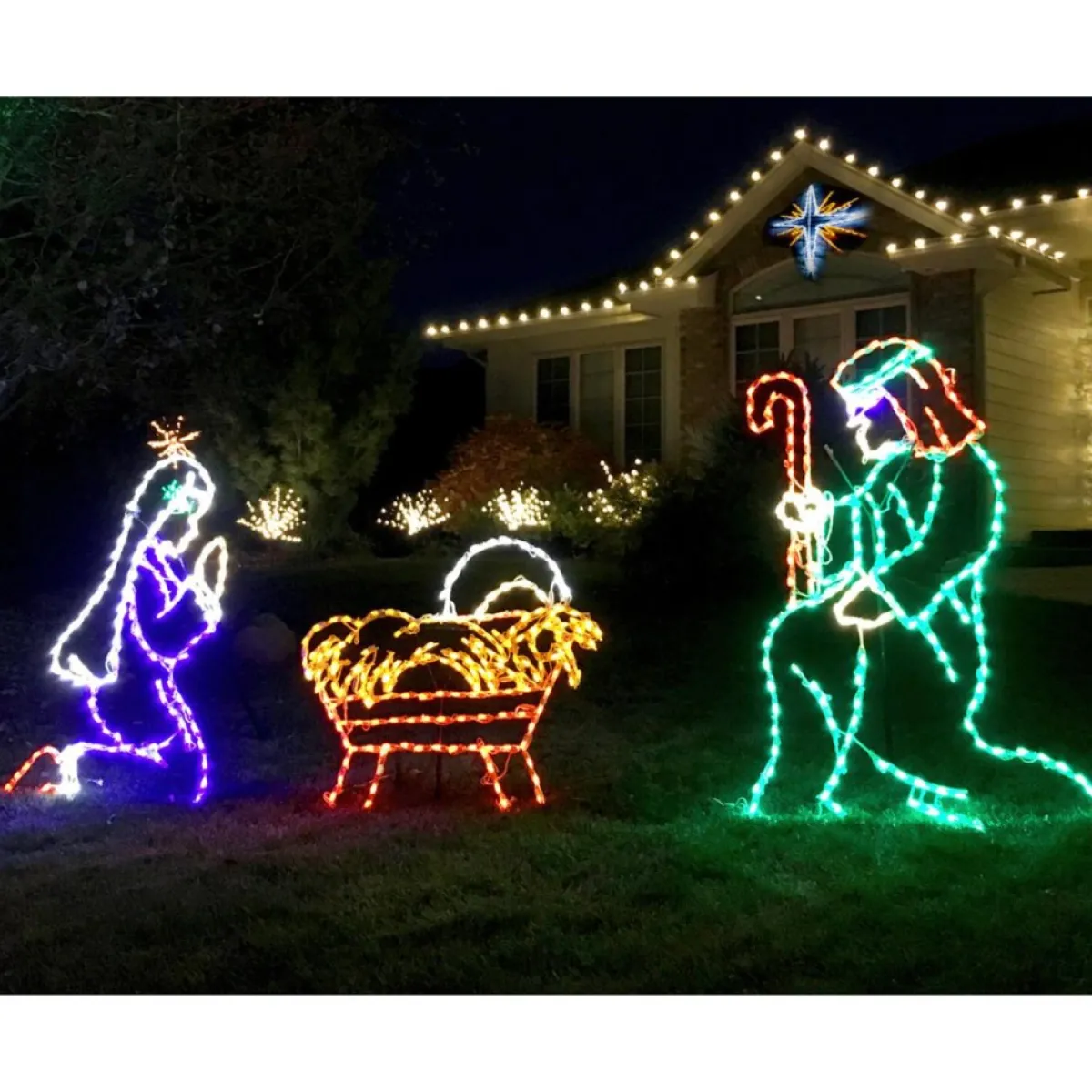 Fraser Hill Farm Christmas Giant Outdoor Lights 4-Piece Nativity Set Hot