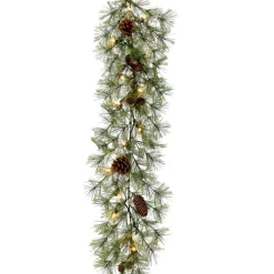 Fraser Hill Farm 9-Ft Garland With Pinecones And Warm White Led Lights Discount