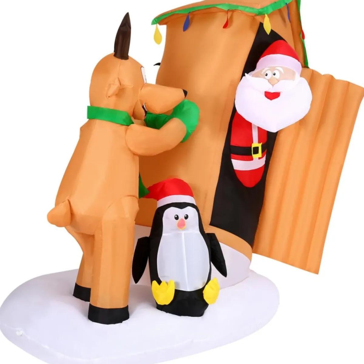 Fraser Hill Farm 4-Ft. Tall Pre-Lit Inflatable Santa In Outhouse