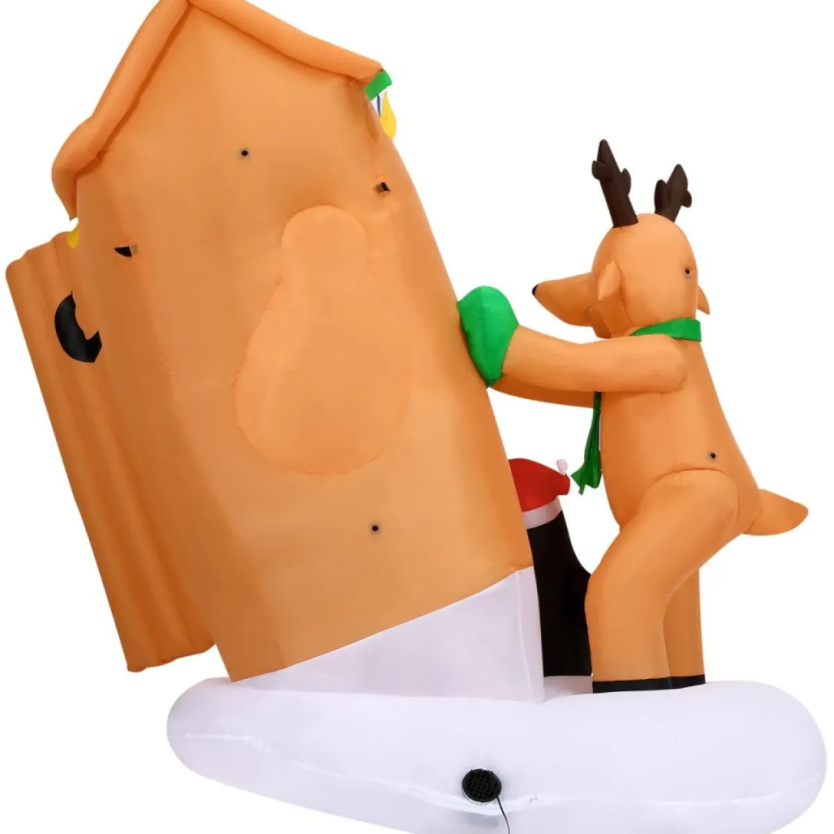 Fraser Hill Farm 4-Ft. Tall Pre-Lit Inflatable Santa In Outhouse