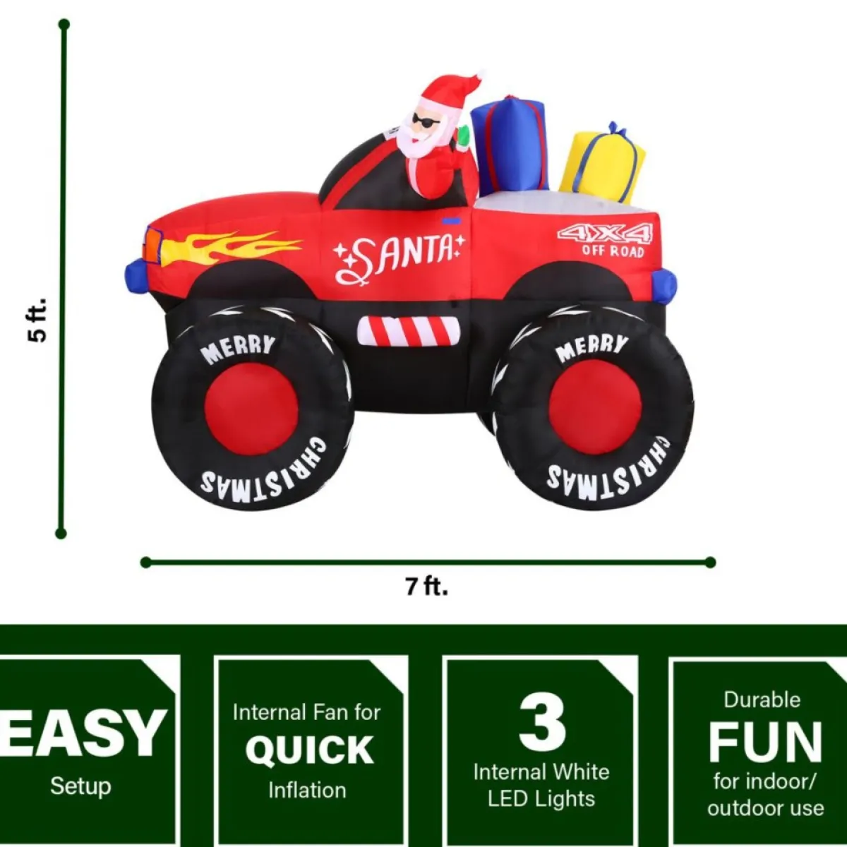 Fraser Hill Farm Fraser Hill 7-Ft. Wide Pre-Lit Inflatable Santa In Monster Truck Online