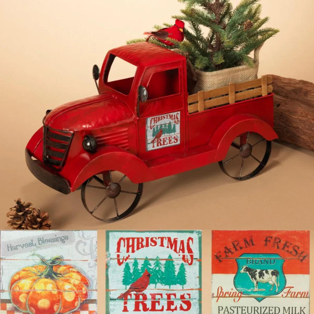 Gerson Company 18.9" Red Antique Metal And Wood Truck W/ 3 Magnets Online