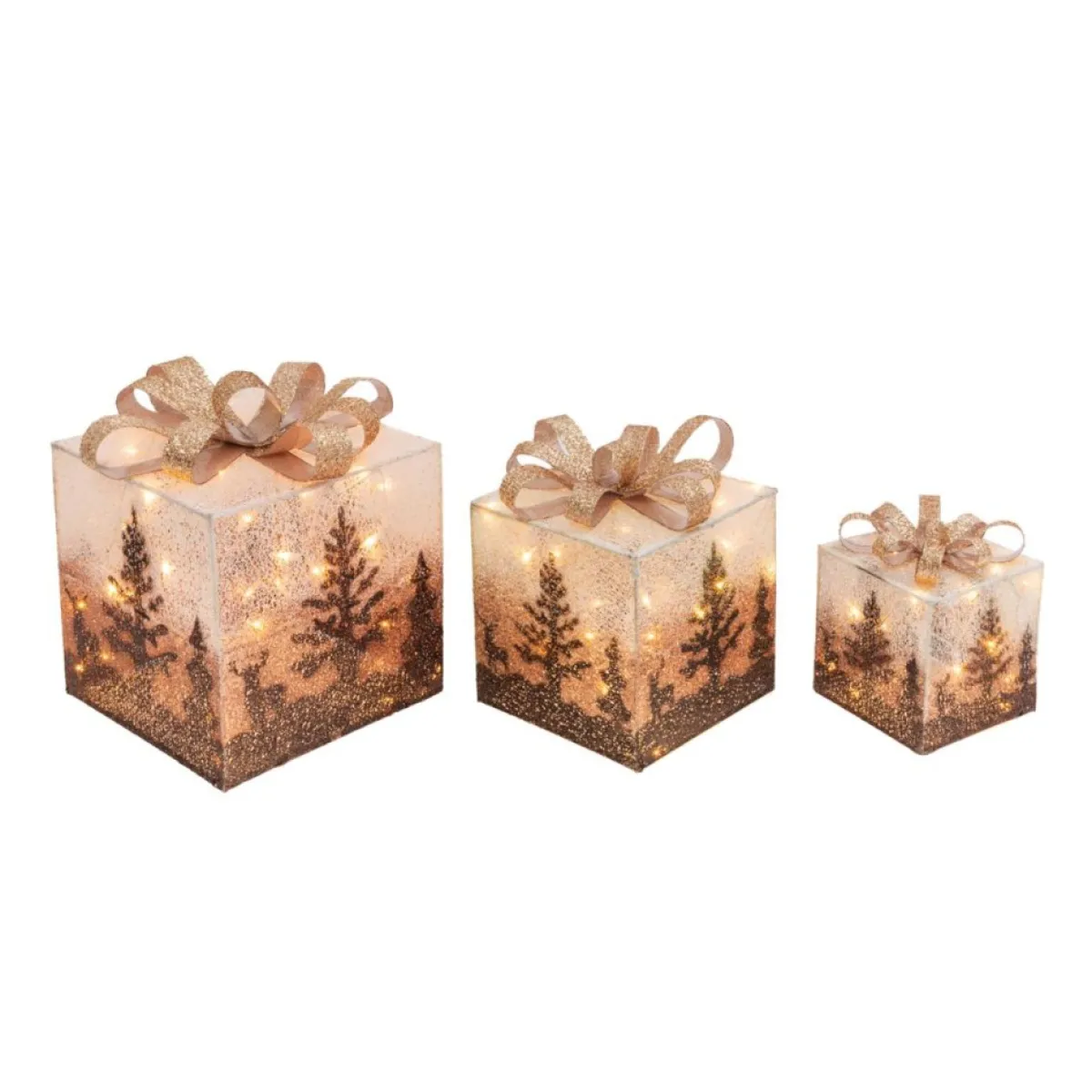 Gerson 3-Piece Electric Lighted Holiday Jewel Gift Box Decor Hot