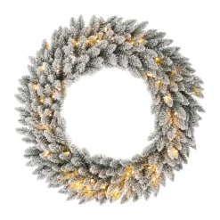 Glitzhome 36" D Oversized Pre-Lit Snow Flocked Christmas Wreath Sale