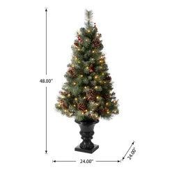 Glitzhome 4 Ft. Flockedchristmastree With Pinecone And Berries Online