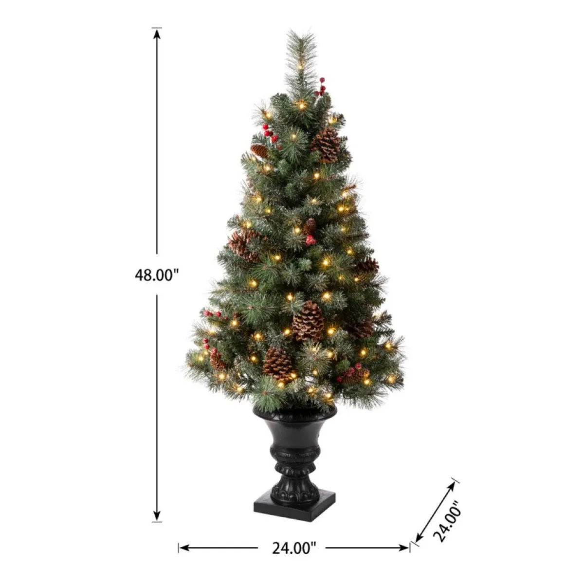 Glitzhome 4 Ft. Flockedchristmastree With Pinecone And Berries Online