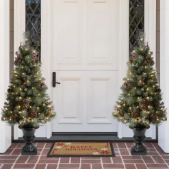 Glitzhome 4 Ft. Flockedchristmastree With Pinecone And Berries Online