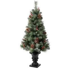 Glitzhome 4 Ft. Flockedchristmastree With Pinecone And Berries Online