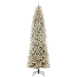Glitzhome 9 Ft. Preloaded Led Pencil Fir Artificial Christmas Tree New