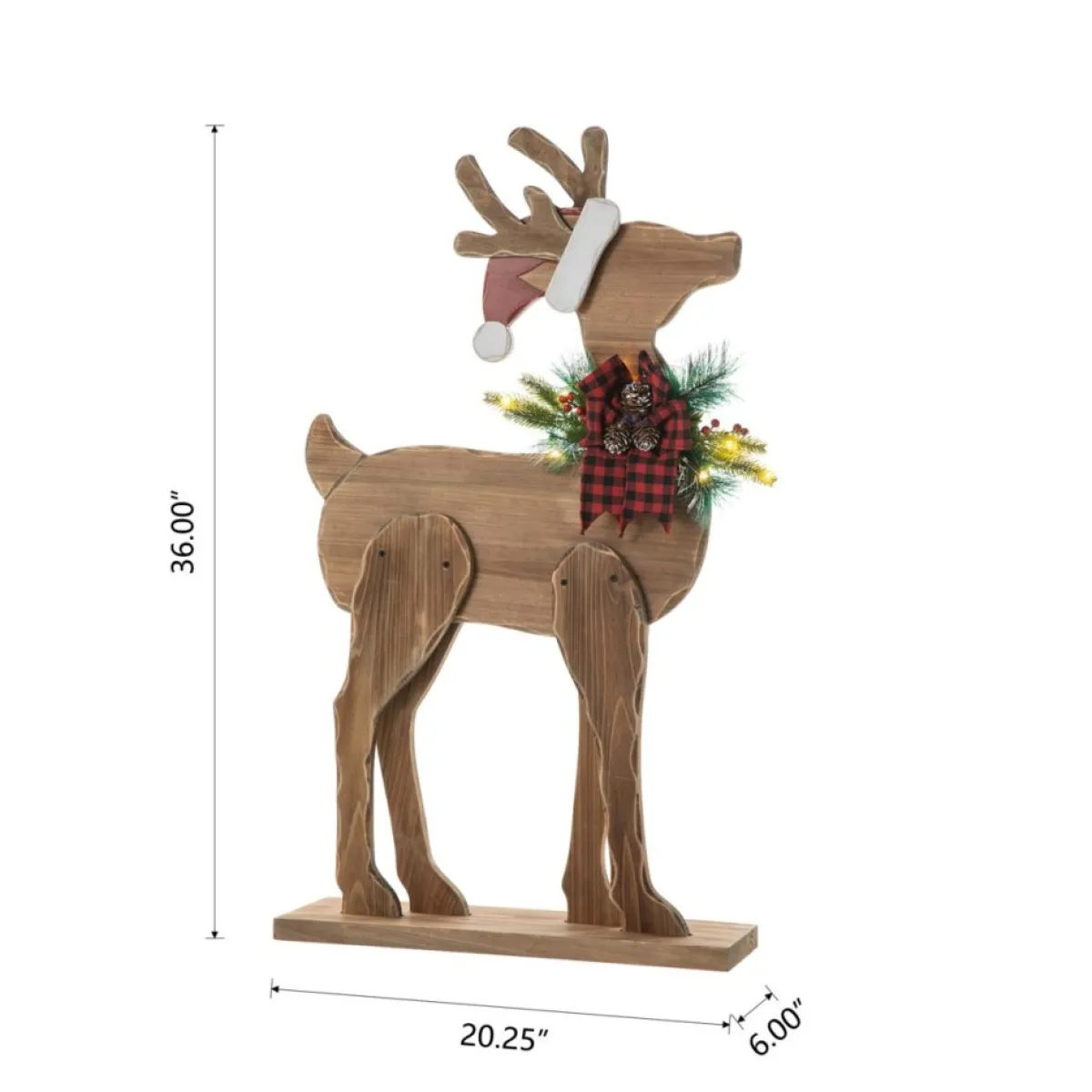 Glitzhome 36" H Chunky Wood Reindeer Porch Decor New