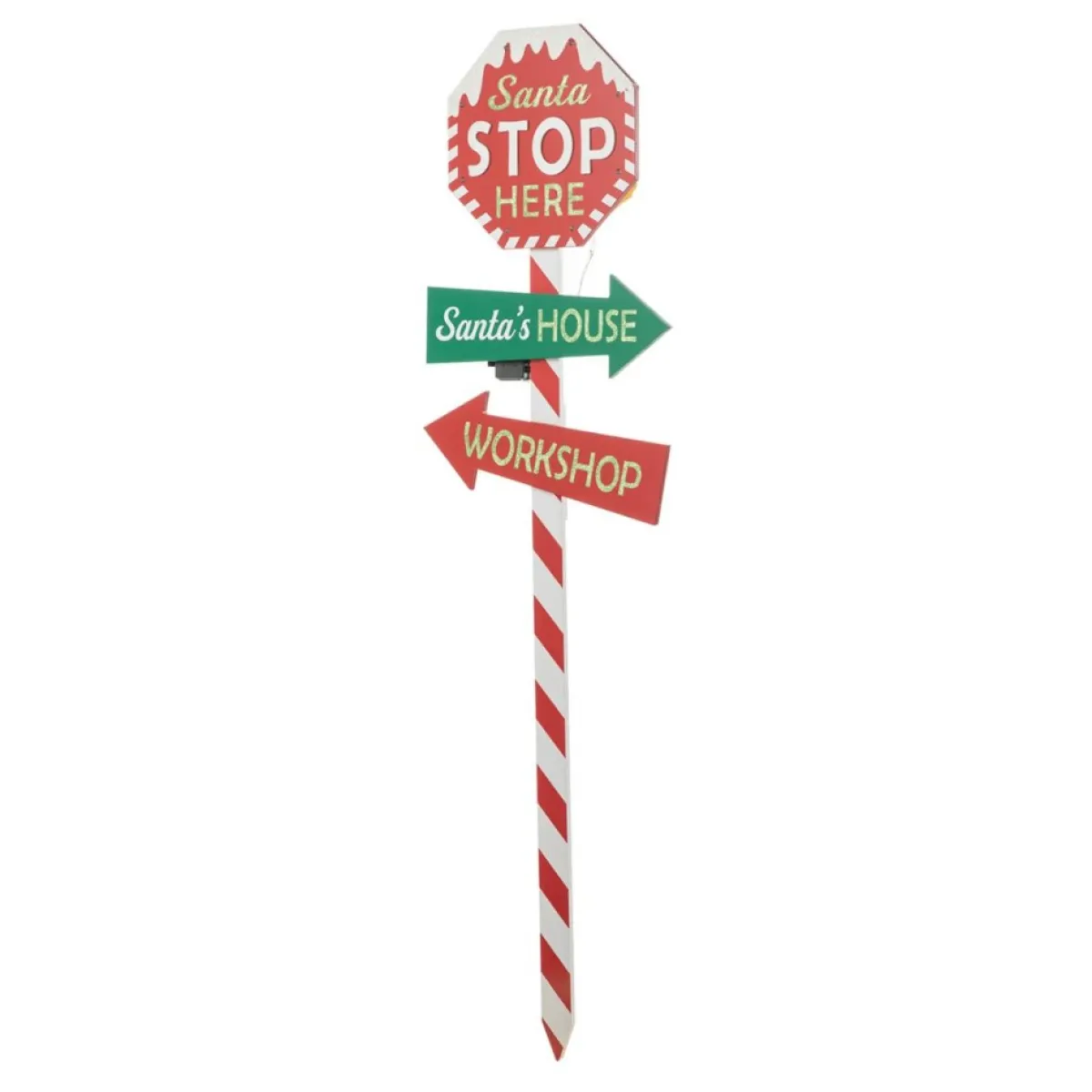 Glitzhome 41.75" H Led Wooden Yard Stake Written With Santa Stop Here Clearance