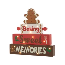 Glitzhome 12" H Lighted Wooden Christmas Gingerbread Man Table Decor Clearance