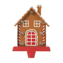 Glitzhome 6.75" H Marquee Led Metal Gingerbread House Stocking Holder Outlet