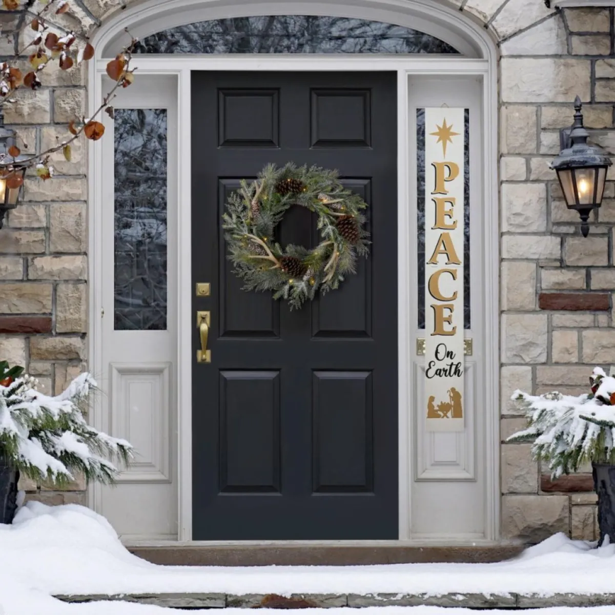 Glitzhome 60" H Wooden Nativity Peace Porch Sign Discount