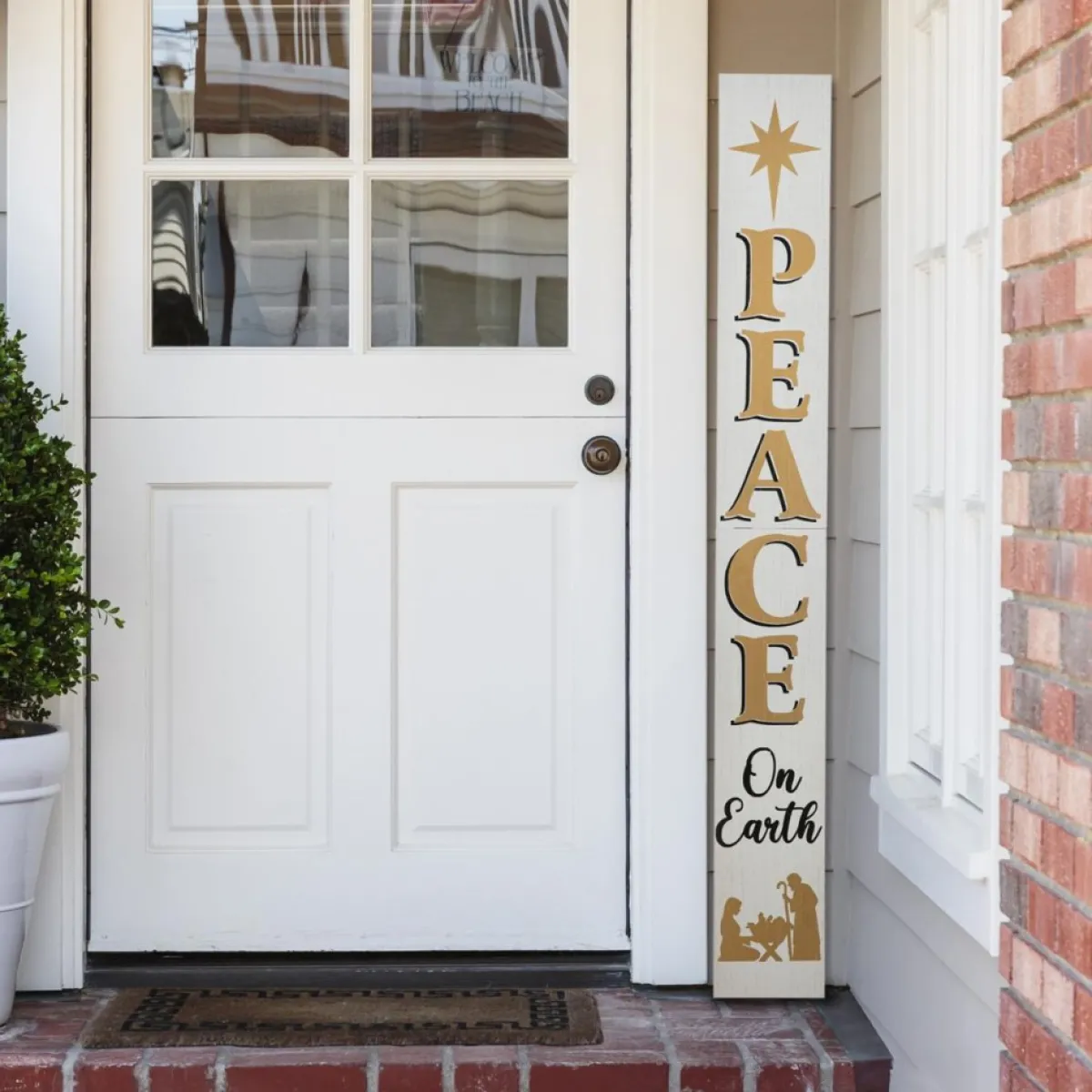 Glitzhome 60" H Wooden Nativity Peace Porch Sign Discount