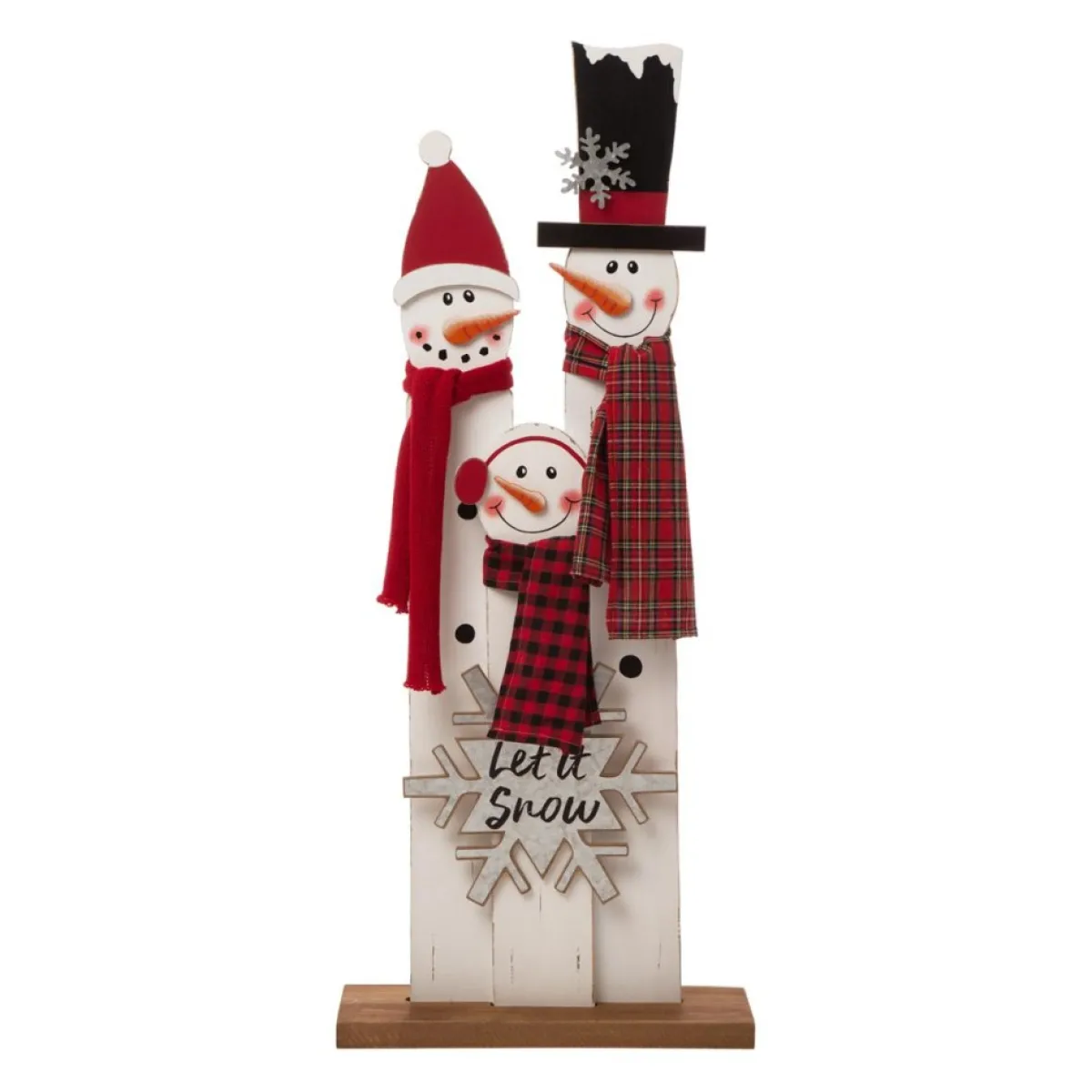Glitzhome 35.5" H Wooden Snowman Family Porch Decor Hot