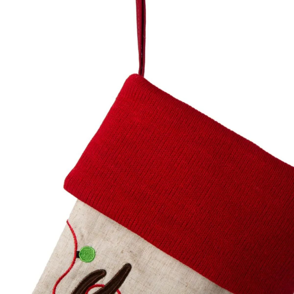 Glitzhome 21" L Led Embroidered Linen Reindeer Christmas Stocking Outlet
