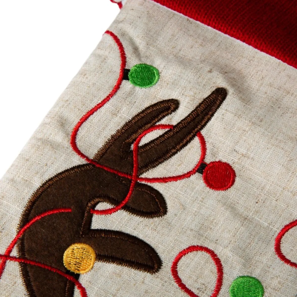 Glitzhome 21" L Led Embroidered Linen Reindeer Christmas Stocking Outlet