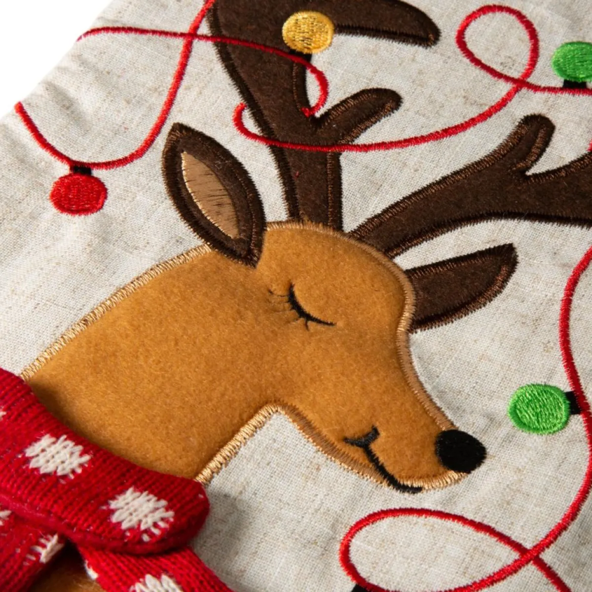 Glitzhome 21" L Led Embroidered Linen Reindeer Christmas Stocking Outlet