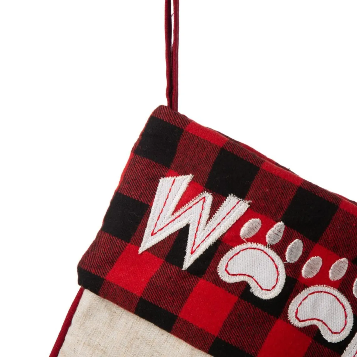 Glitzhome 21" L Led Embroidered Linen Dog Christmas Stocking Clearance