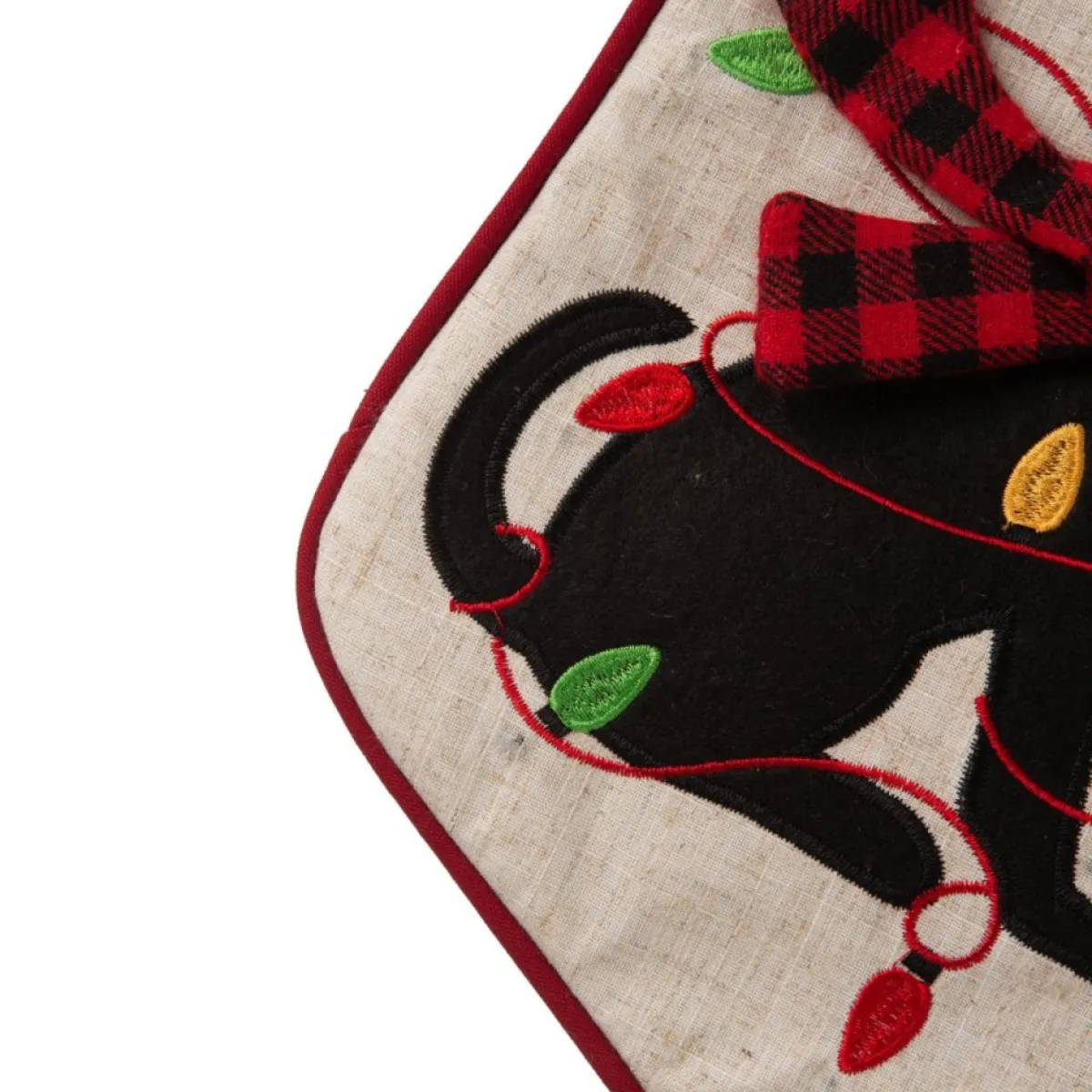 Glitzhome 21" L Led Embroidered Linen Dog Christmas Stocking Clearance