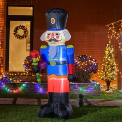 Glitzhome 8' Lighted Inflatable Soldier Decor New