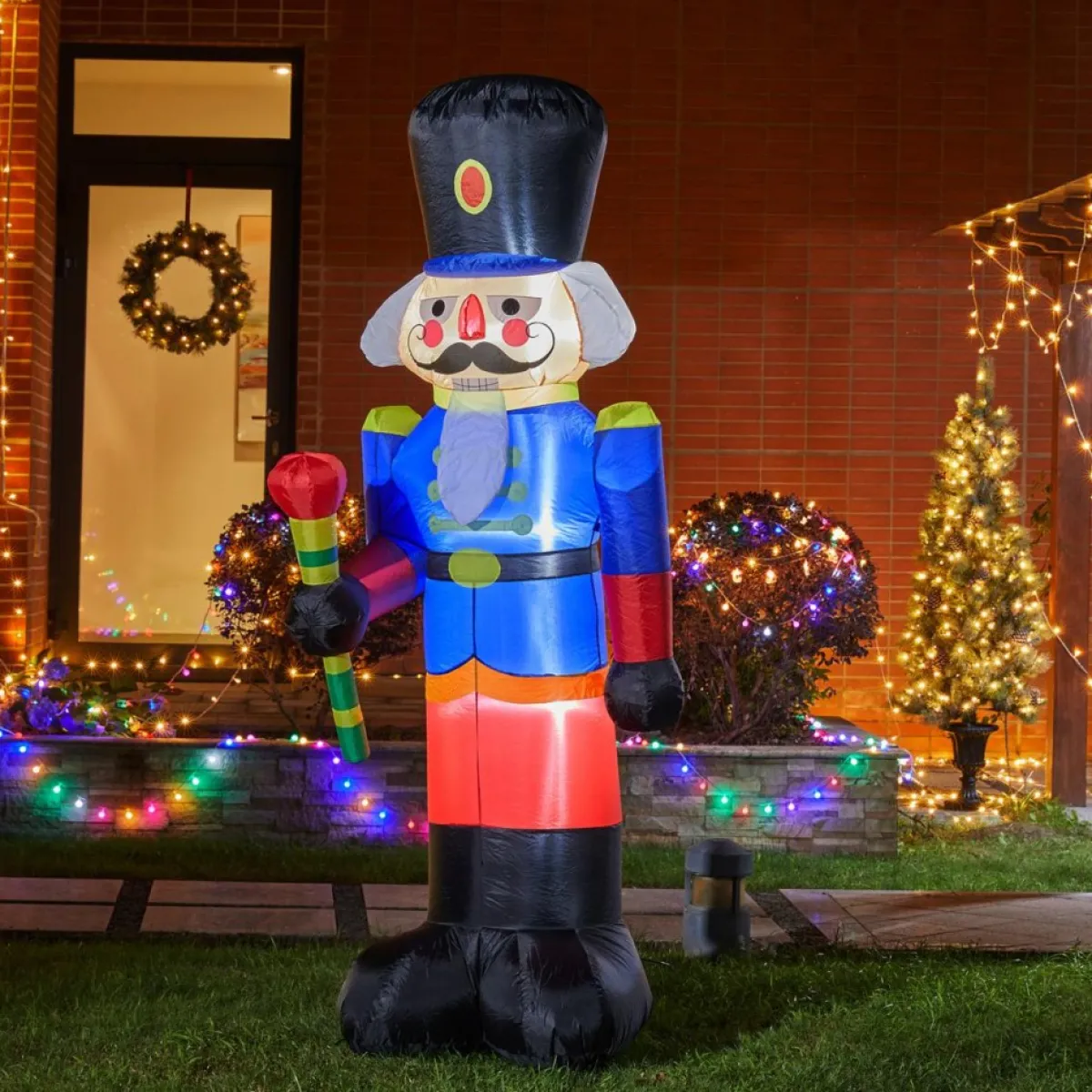 Glitzhome 8' Lighted Inflatable Soldier Decor New