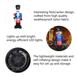 Glitzhome 8' Lighted Inflatable Soldier Decor New