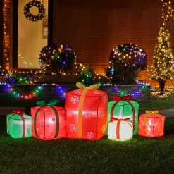 Glitzhome 8' Lighted Inflatable Gift Boxes Decor Clearance
