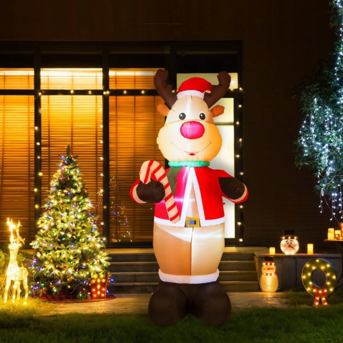 Glitzhome 8' Lighted Inflatable Reindeer Decor Hot