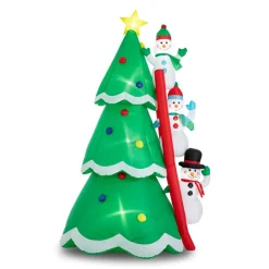 Glitzhome 8' Lighted Inflatable Xmas Snowman Climbing Up Tree Decor Best