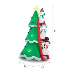 Glitzhome 8' Lighted Inflatable Xmas Snowman Climbing Up Tree Decor Best