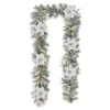 Glitzhome 9' Pre-Lit Snow Flocked Greenery Pine Poinsettia Garland Outlet