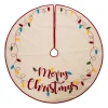 Glitzhome 48"D Merry Christmas Embroidered Linen Christmas Tree Skirt