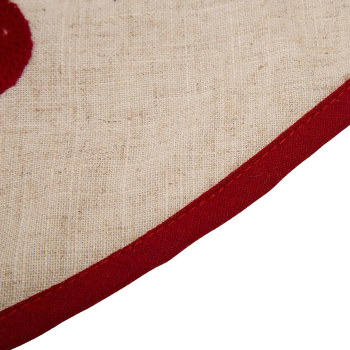 Glitzhome 48"D Merry Christmas Embroidered Linen Christmas Tree Skirt