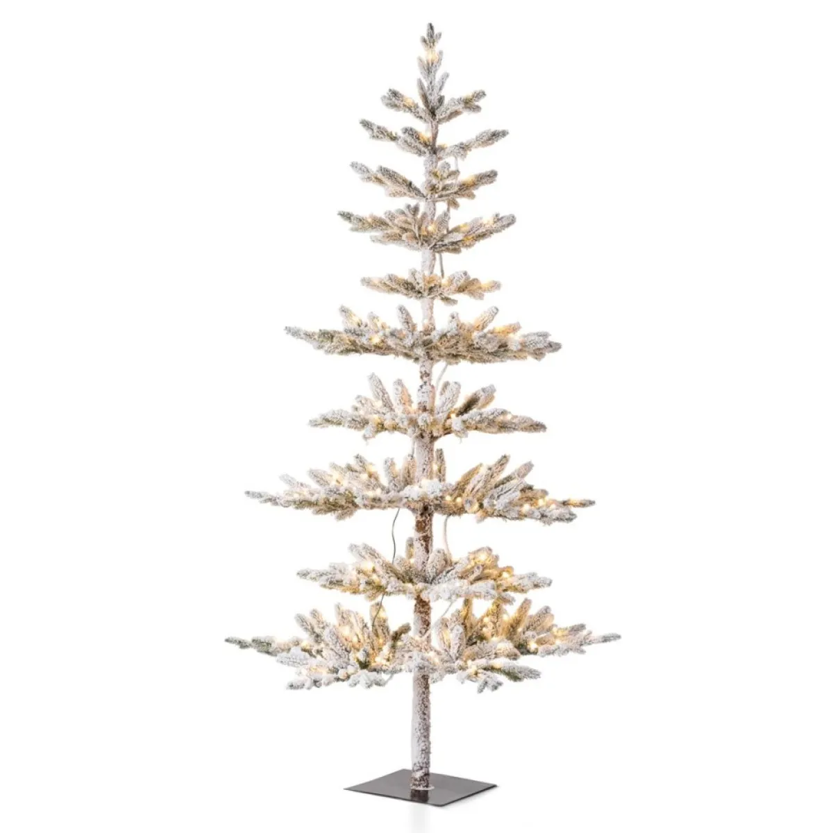 Glitzhome 6Ft Deluxe Pre-Lit Flocked Pine Artificial Christmas Tree Hot