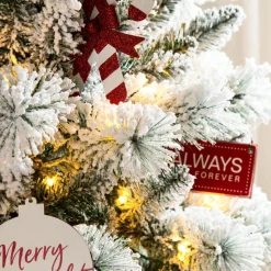 Glitzhome 7.5Ft Pre-Lit Flocked Pencil Green Pine Christmas Tree Clearance