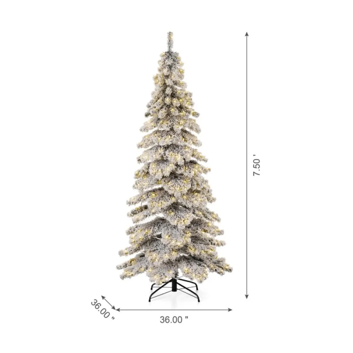 Glitzhome 7.5Ft Pre-Lit Flocked Layered Spruce Artificial Christmas Tree Best