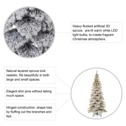 Glitzhome 7.5Ft Pre-Lit Flocked Layered Spruce Artificial Christmas Tree Best