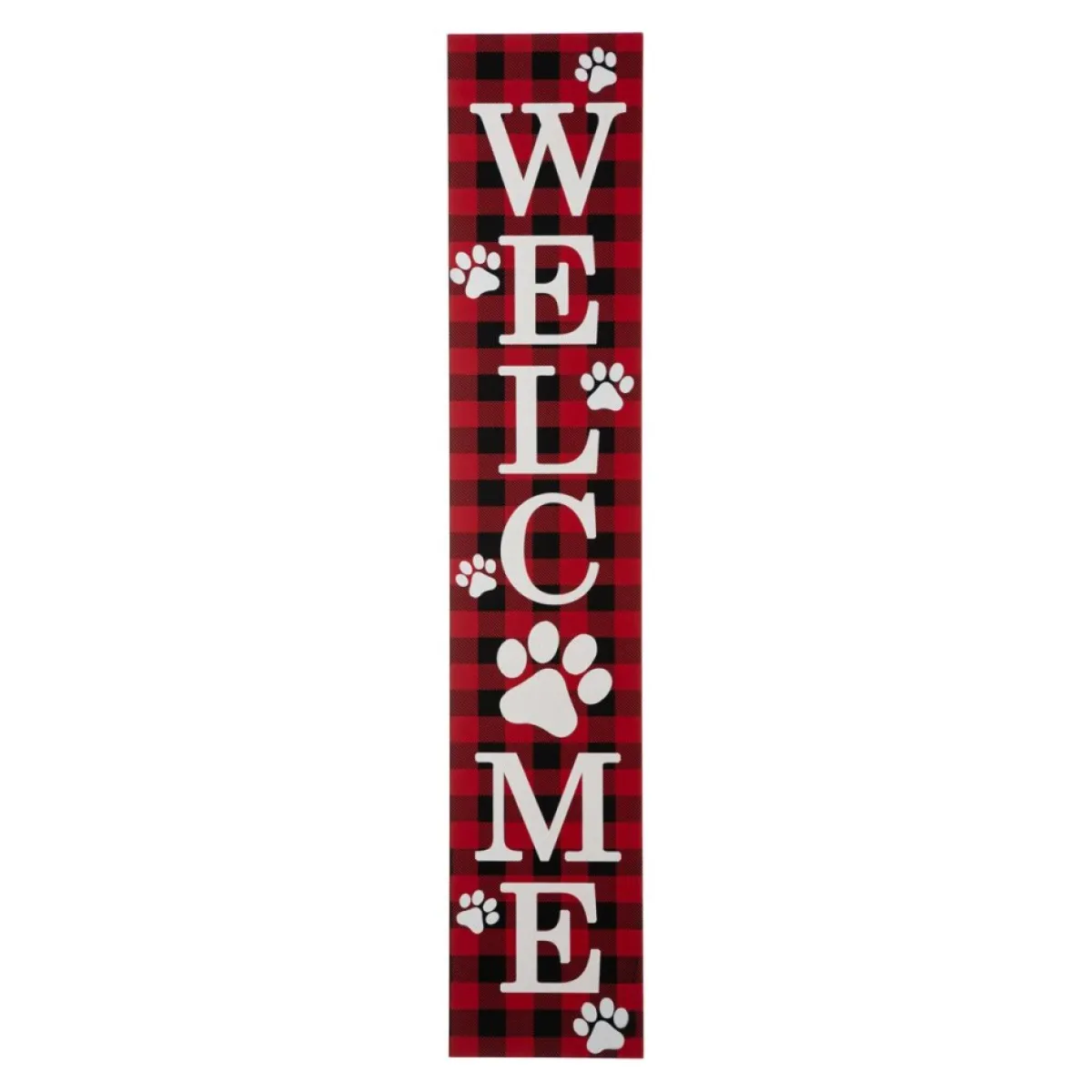 Glitzhome 42"H Wooden Plaid Pet Welcome Porch Sign New