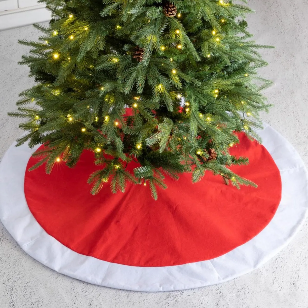 Glitzhome 48In D Red And White Felt Christmas Tree Skirt Sale