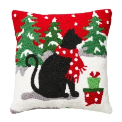 Glitzhome 14In L Hooked Christmas Cat Pillow Online