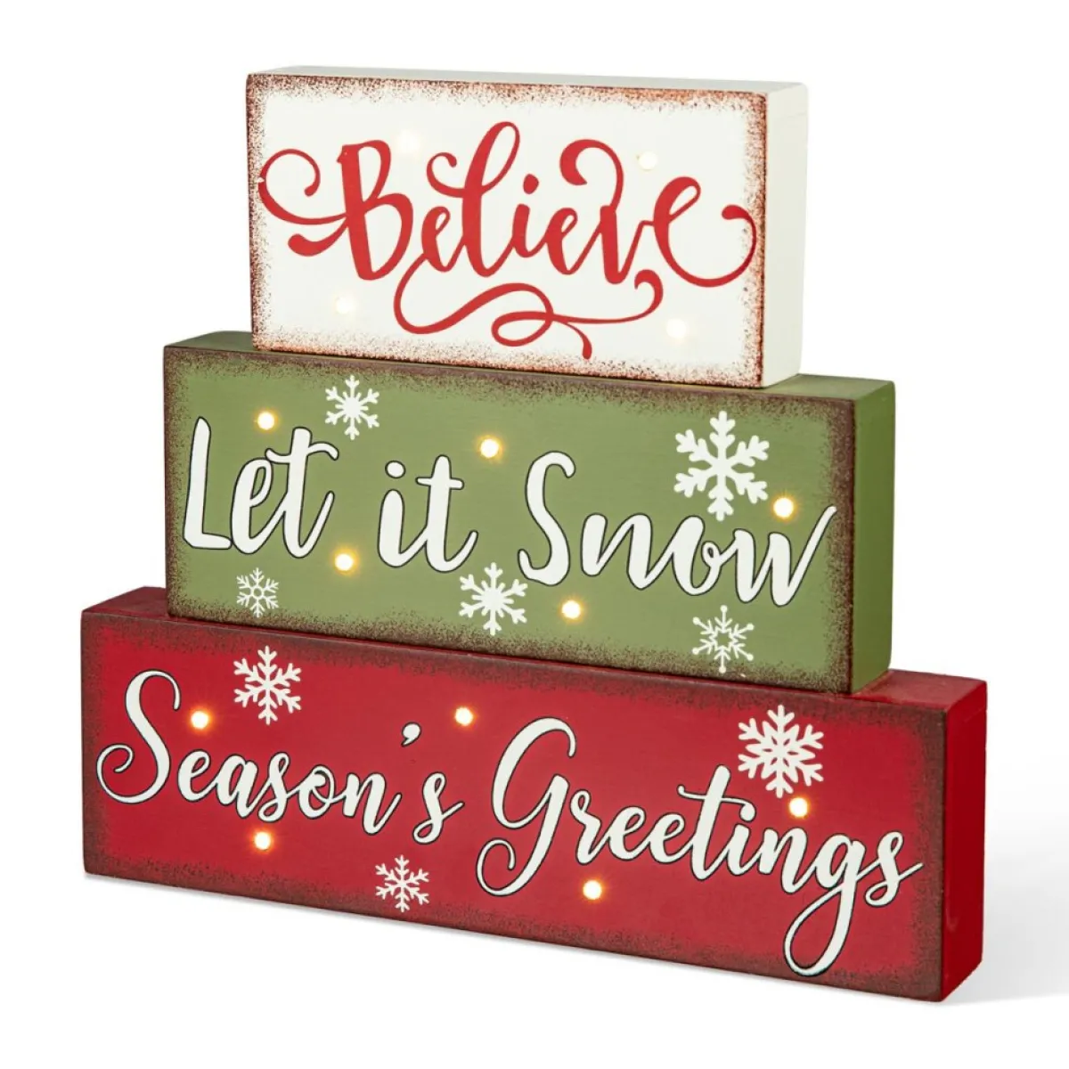 Glitzhome 12In L Led Lighted Wooden And Metal Block Word Sign Sale