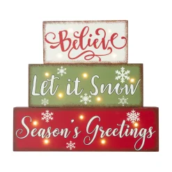 Glitzhome 12In L Led Lighted Wooden And Metal Block Word Sign Sale