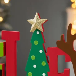 Glitzhome 14In L Wooden Christmas Believe Table Decor Clearance