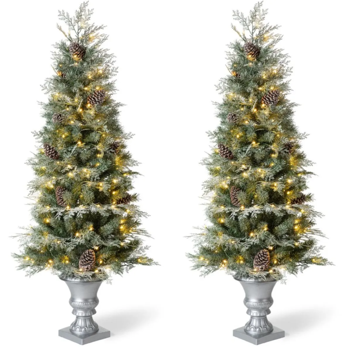 Glitzhome 2Pk Pre-Lit Artificial Pine Christmas Porch Tree Outlet