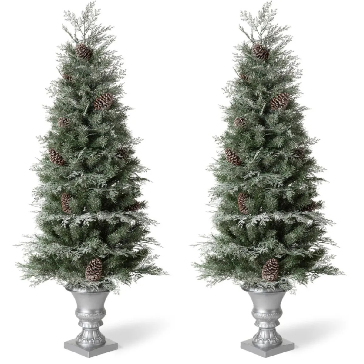 Glitzhome 2Pk Pre-Lit Artificial Pine Christmas Porch Tree Outlet