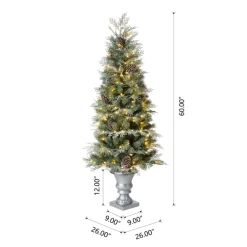 Glitzhome 2Pk Pre-Lit Artificial Pine Christmas Porch Tree Outlet